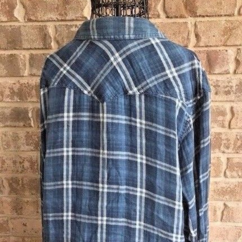 Lucky Brand XL Blue Indigo Western Pearl Snap NWT - Picture 4 of 8